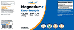 Label highlights 420 mg per serving on Nutricost Magnesium+