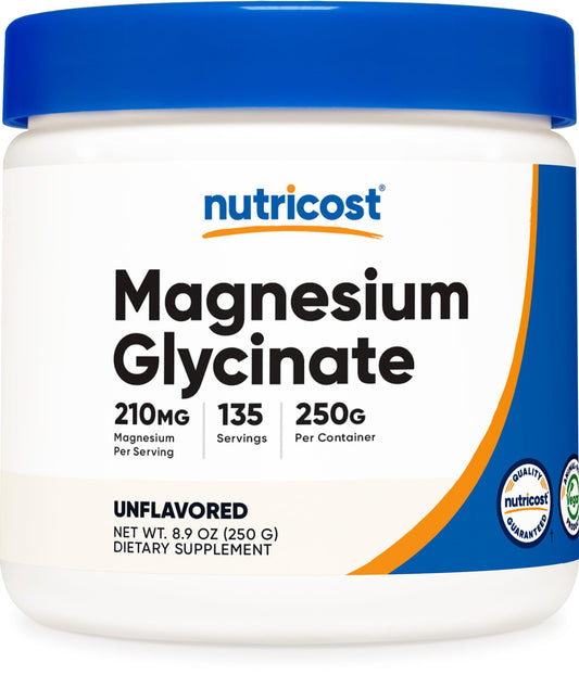Nutricost Magnesium Glycinate Powder 250g unflavored canister