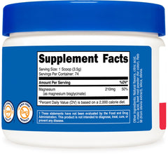 Back nutrition panel of Nutricost Magnesium Glycinate Powder Fruit Punch 250g