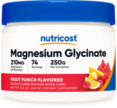 Nutricost Magnesium Glycinate Powder Fruit Punch 250g front view