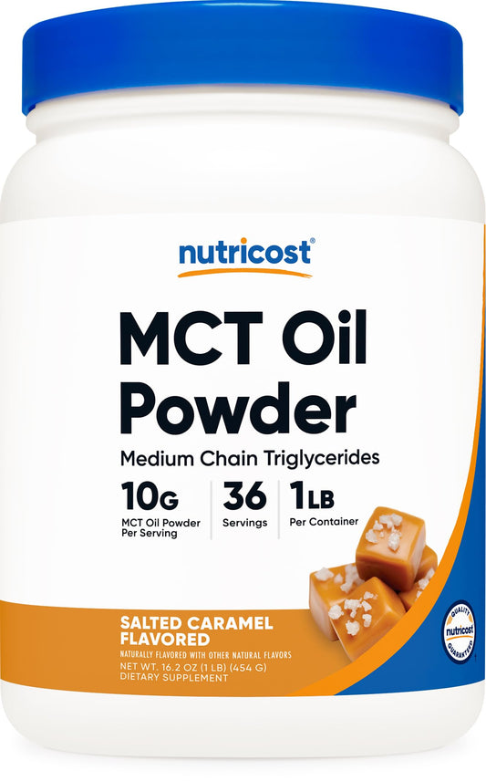 Nutricost MCT Oil Powder Salted Caramel 1lb front view