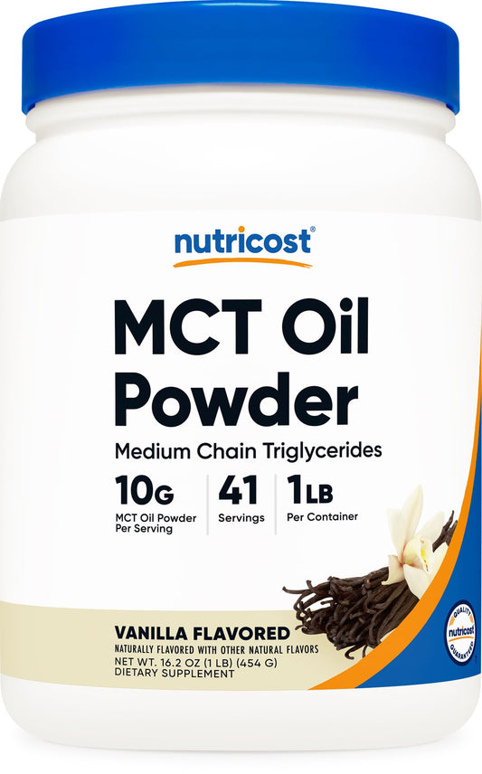Nutricost MCT Oil Powder Vanilla bottle front view
