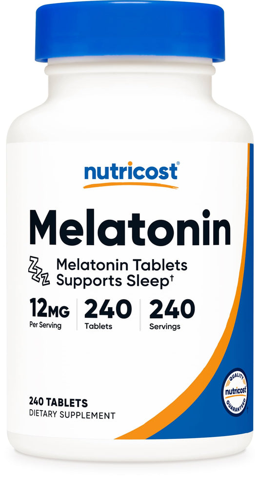 Nutricost Melatonin 12mg bottle label