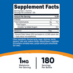 180 strawberry-flavored melatonin gummies visible in bottle