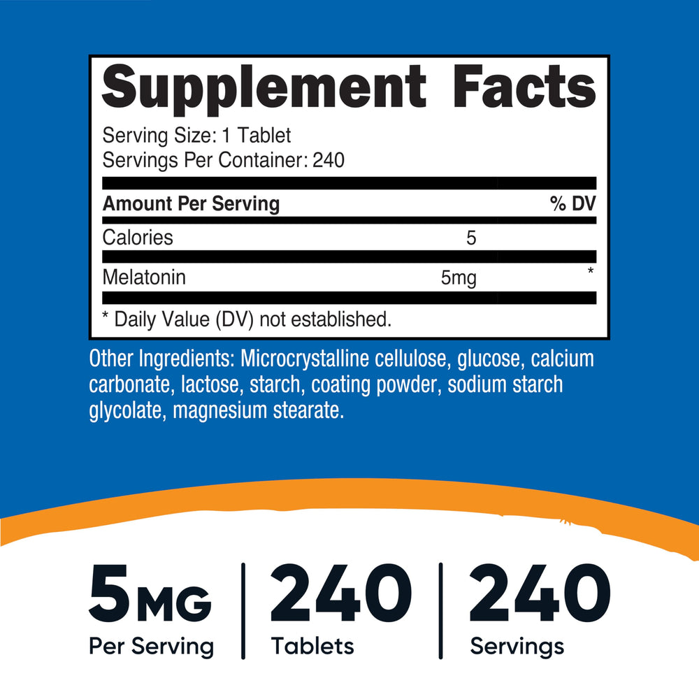 Nutricost Melatonin 5mg label close-up