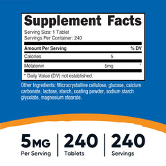 Front view of Nutricost Melatonin 5mg 240-tablets per pack
