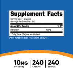 Non-GMO and Gluten Free label on Nutricost Melatonin packaging