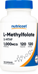Nutricost Methylfolate bottle and label showing 120 capsules