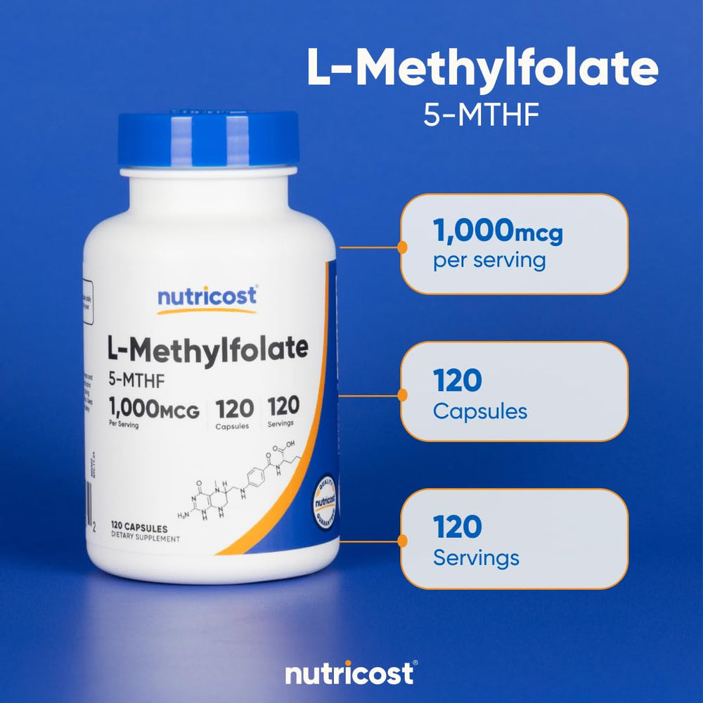 Nutrition facts for Nutricost Methylfolate 1000mcg 120 capsules