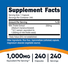 Close-up of Nutricost Milk Thistle 4:1 extract capsule
