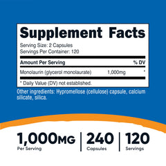 Serving size information: 120 servings per bottle (2 capsules per serving)