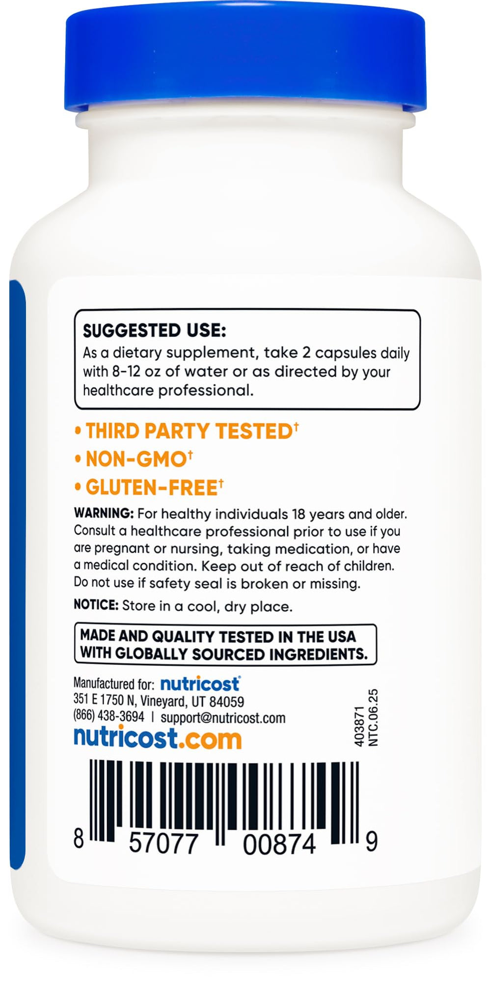 Packaging of Nutricost Mucuna Pruriens Pack of 2 bottles