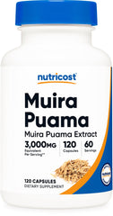 Nutricost Muira Puama Extract 3,000mg equivalent bottle with 120 vegan capsules