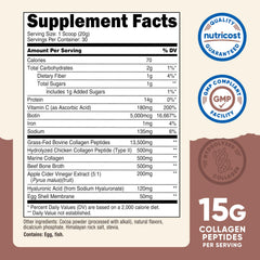 Scoop of Nutricost powder being added to a glass of milk chocolate shake