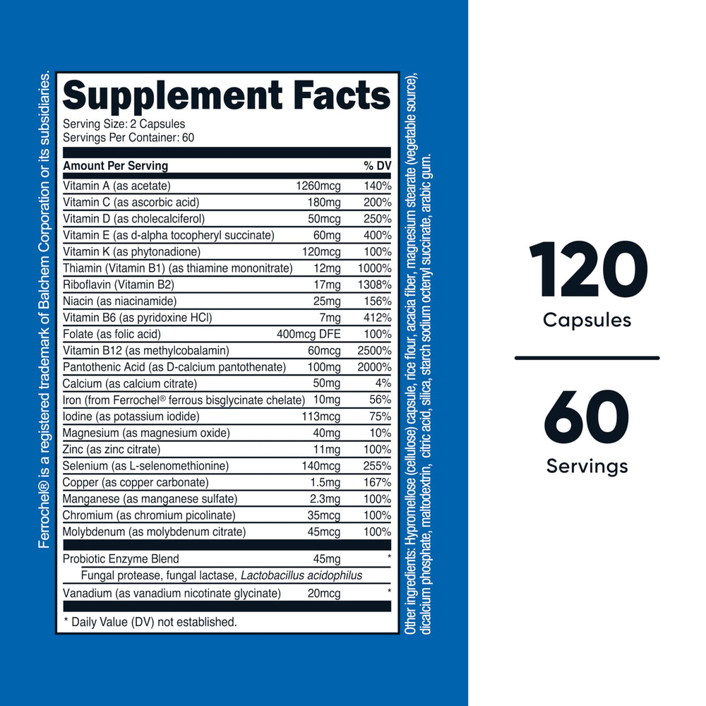Label of Nutricost Multivitamin with Probiotics