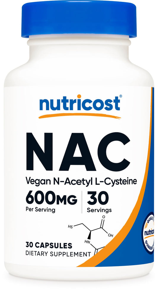 Nutricost NAC 600mg vegan capsules bottle