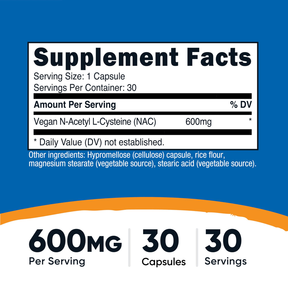 Close-up of NAC 600mg capsules