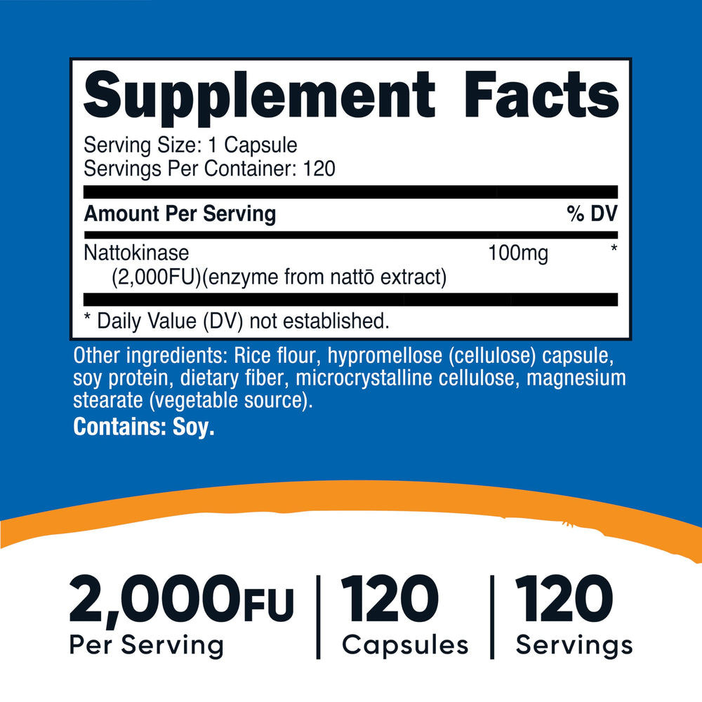 Nattokinase capsules shown in bottle