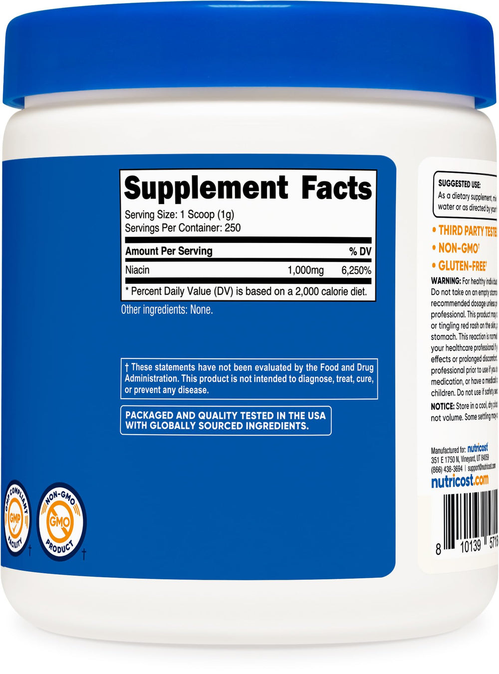 Product third-party testing and GMP facility claim