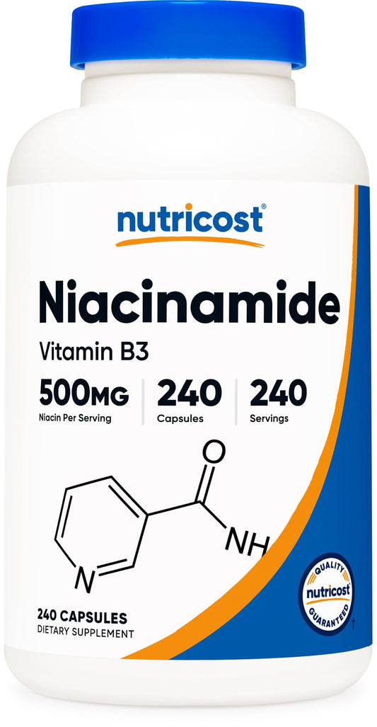 Nutricost Niacinamide 500mg bottle with 240 capsules