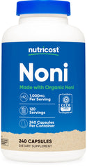 Nutricost Noni Capsules bottle with CCOF Organic Noni certification