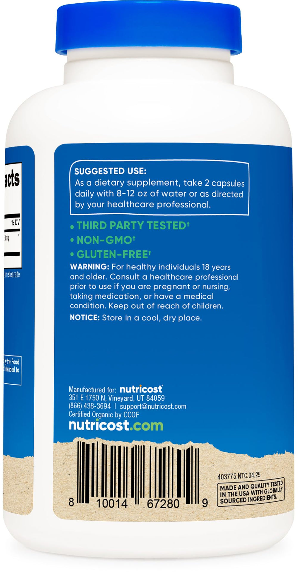 Non-GMO and Gluten Free Nutricost Noni capsules