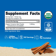 USDA Organic badge on Nutricost Cinnamon Powder packaging