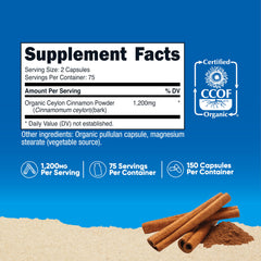 Serving size of Nutricost Organic Cinnamon (Ceylon), 1200mg per serving