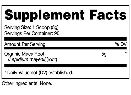 Nutrition facts and ingredients for Maca Root Powder