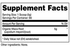 Nutrition facts and ingredients for Maca Root Powder