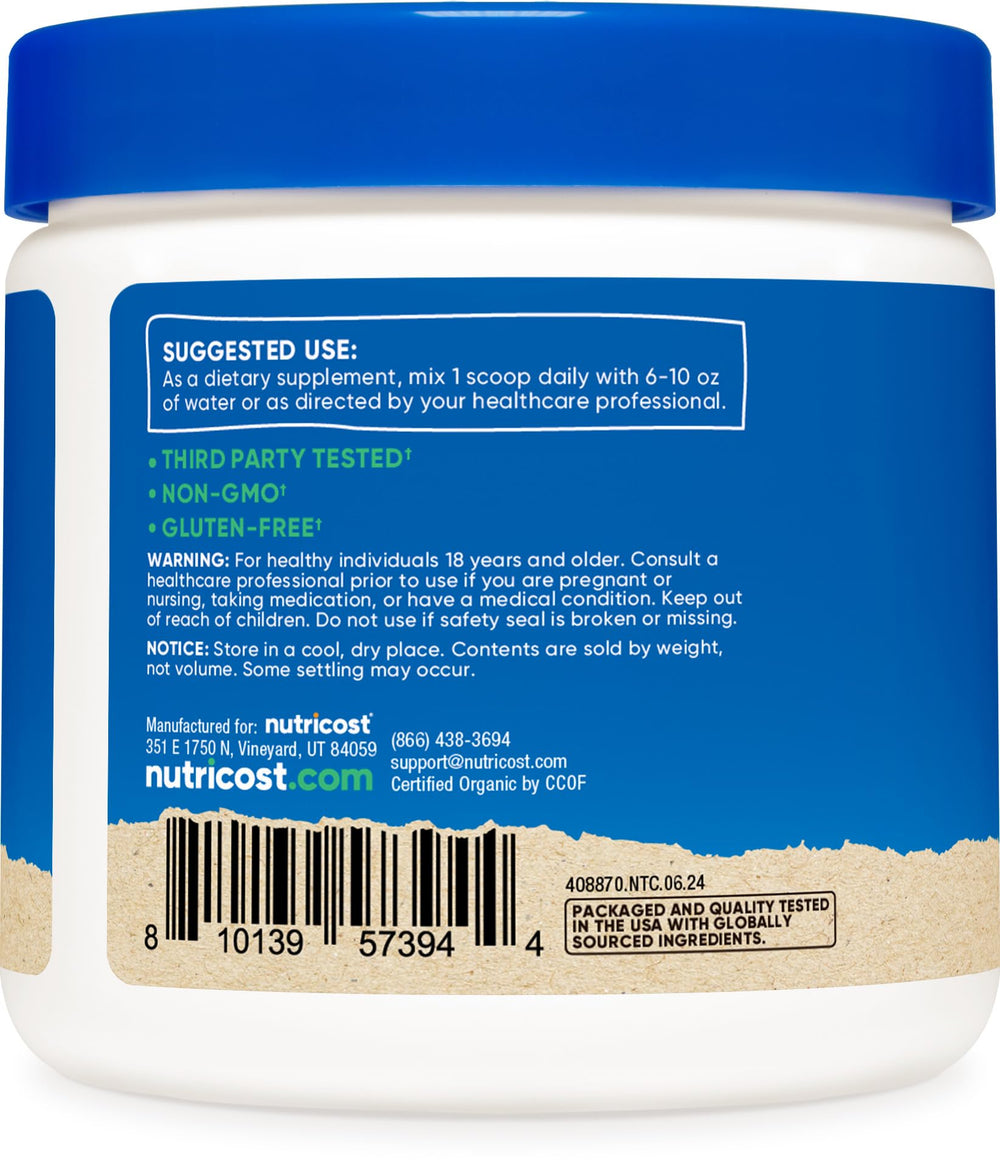Back label with suggested use and ingredient list