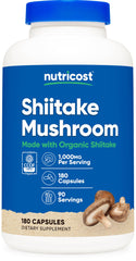 Nutricost Organic Shiitake Mushroom Capsules label with CCOF Organic certification