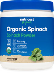 Nutricost Organic Spinach Powder 8 oz bottle front