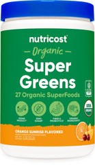 Nutricost Organic Super Greens Powder Orange Sunrise canister label