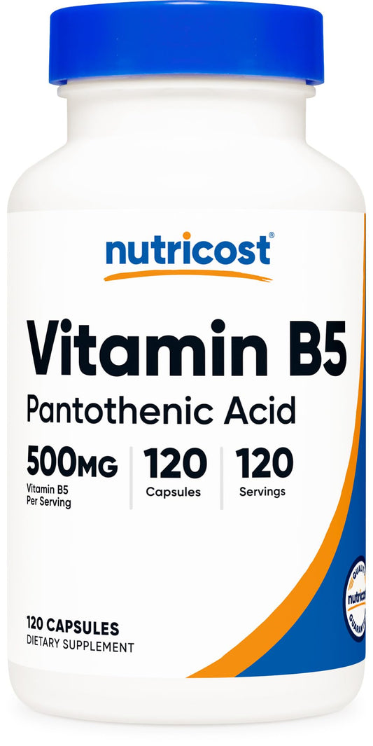 Nutricost Pantothenic Acid 500mg bottle with 120 capsules