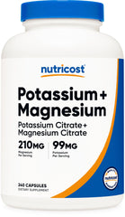 Nutricost Potassium 99 mg and Magnesium 210 mg Citrates bottle label