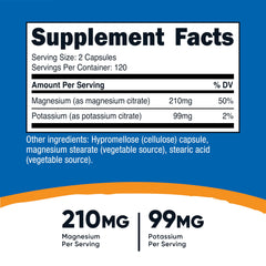 Bottle of Nutricost Potassium and Magnesium Citrates 240 capsules