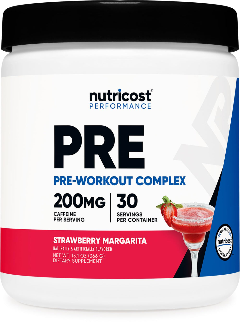 Nutricost Pre-Workout Powder Strawberry Margarita container with 30 servings