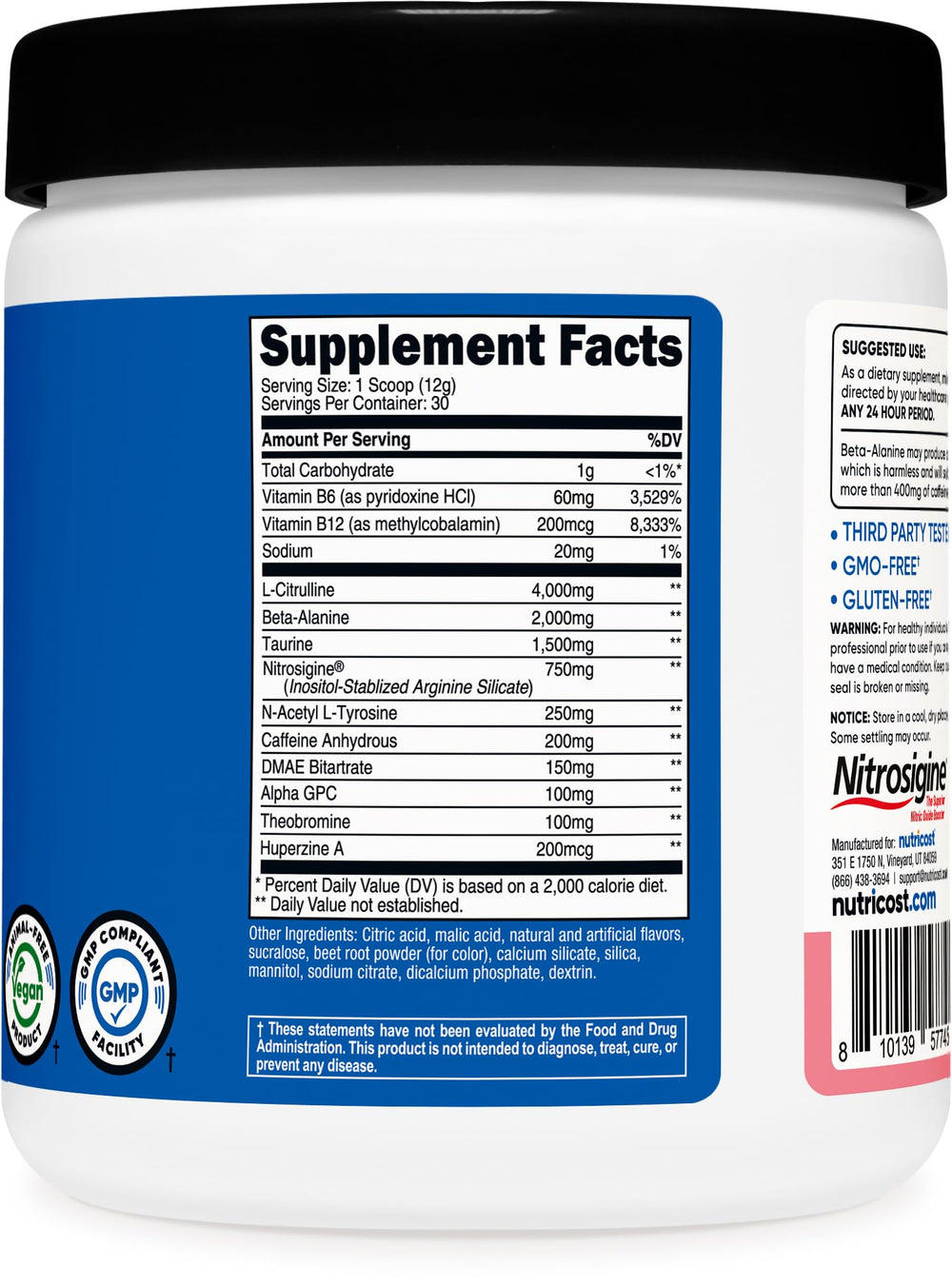 NSF Certified GMP facility manufacturing Nutricost pre-workout powder