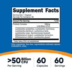 Close-up of 50 Billion CFU per capsule label