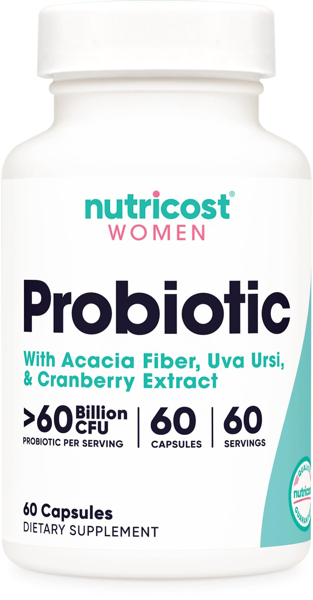 Nutricost Probiotic for Women bottle with 60 capsules and 60 Billion CFU per capsule