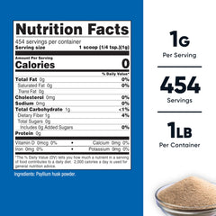Front view of Nutricost Psyllium Husk Ground Powder 1lb container packaging