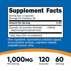 Close-up of 500mg quercetin capsules (vegetarian)