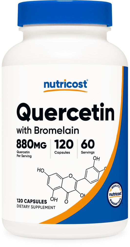 Nutricost Quercetin with Bromelain bottle showing 120 capsules