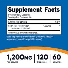 Front view of Nutricost Red Yeast Rice 1200mg bottle