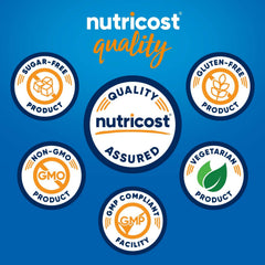 CoQ10 capsules next to the Nutricost bottle