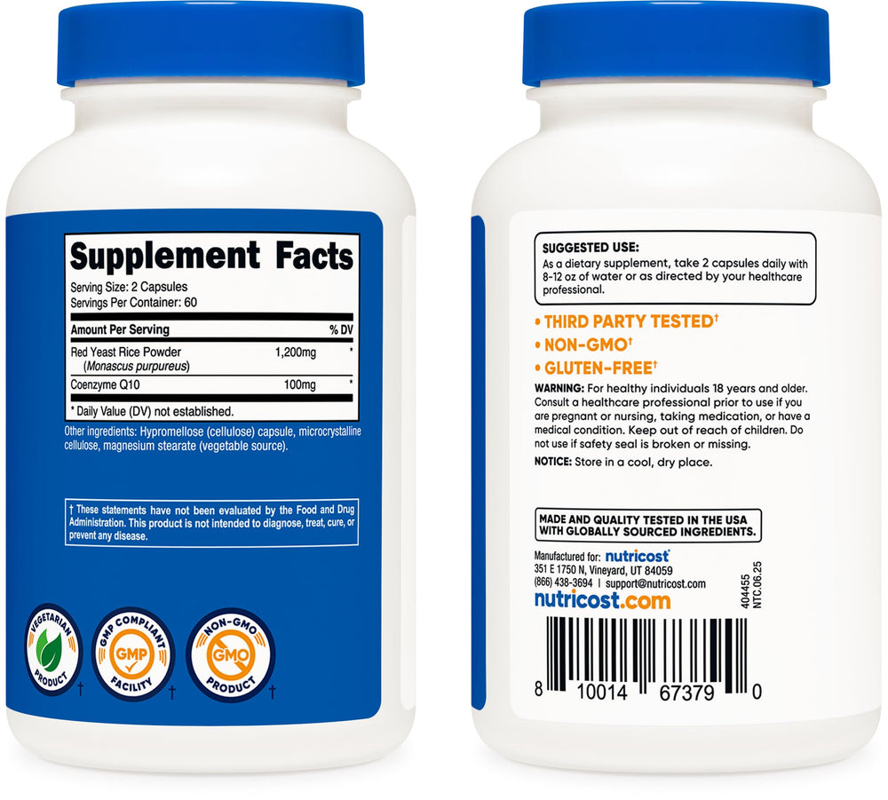 Nutrition facts panel on Nutricost bottle