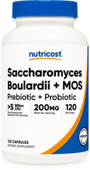 Bottle of Nutricost Saccharomyces boulardii + MOS capsules