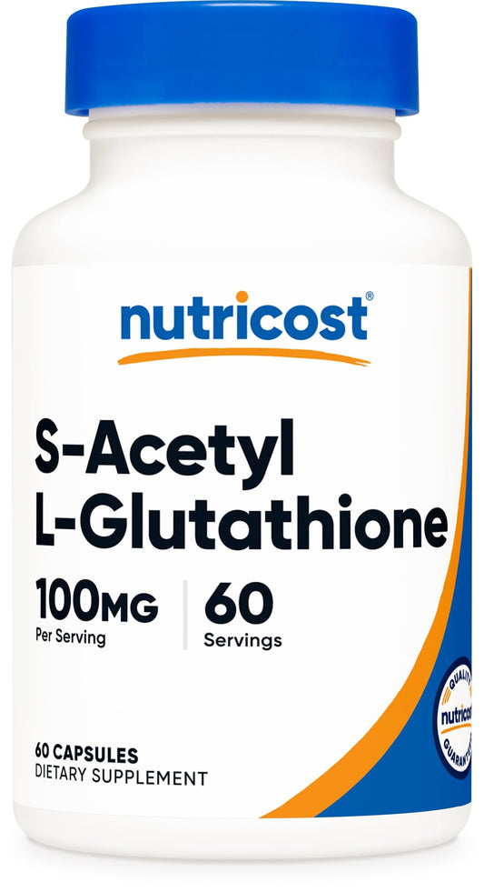 Nutricost S-Acetyl-L-Glutathione 100mg bottle front view