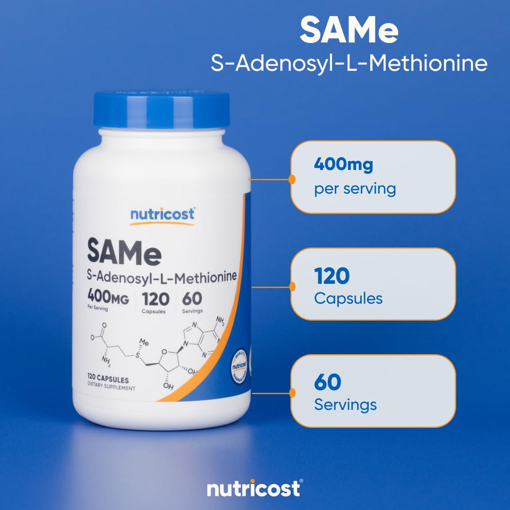 Nutricost SAM-e bottle and front label